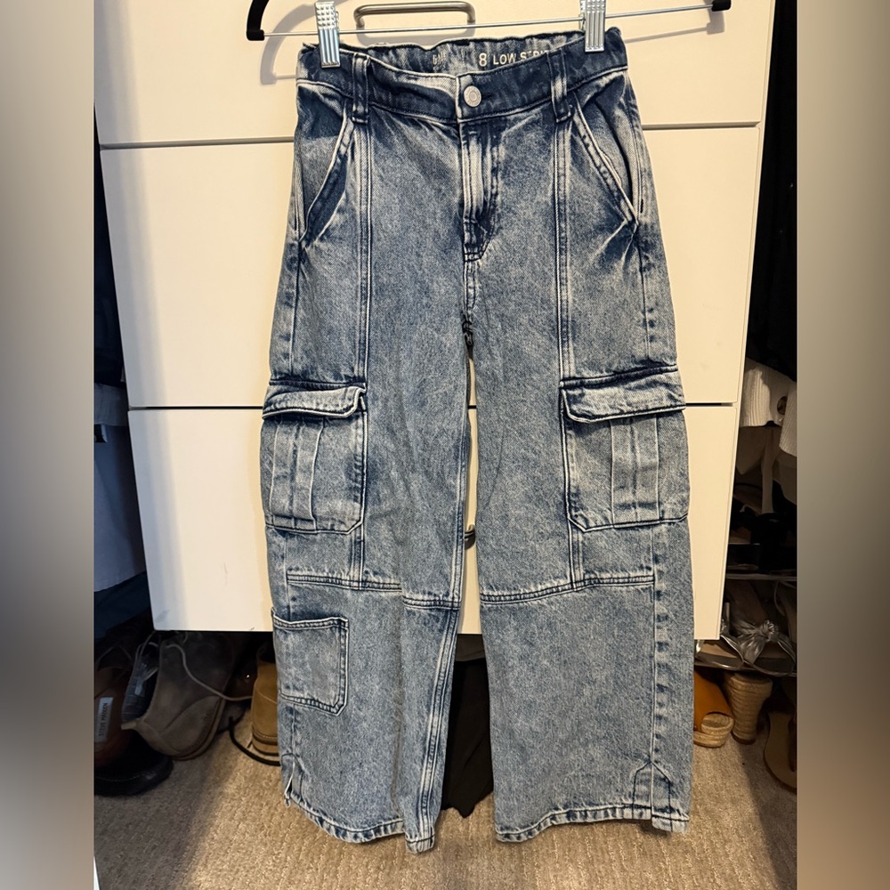 GAP Kids  Low Stride Cargo Jeans - Light Blue